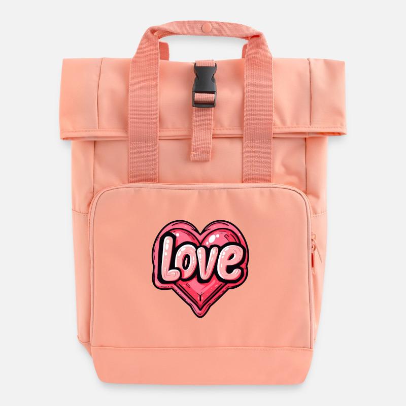 Love - Roll Top Backpack with Two Handles - chintz rose