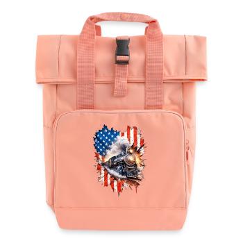 Dampfzug Patriotismus mit US Flagge - Rolltop Rucksack mit zwei Griffen - Chintzrosa - Vorne