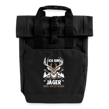 Jagd Jagen Waidmann Jäger - Rolltop Rucksack mit zwei Griffen - Schwarz - Vorne