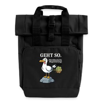 Norddeutscher Humor Spruch: Geht so - Rolltop Rucksack mit zwei Griffen - Schwarz - Vorne