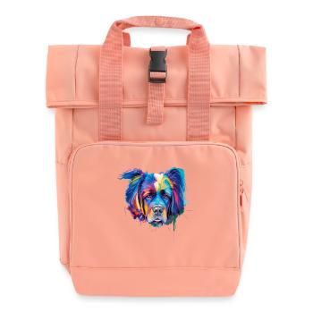 Mastiff Dog Porträt Lebendige Ölmalerei Kunst - Rolltop Rucksack mit zwei Griffen - Chintzrosa - Vorne