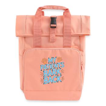 Vet Tech My Patients Bark Animal Care Professional - Roll Top Backpack with Two Handles - chintz rose - Front