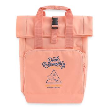 Pickleball Player Dink Responsibly Love Pickleball - Roll Top Backpack with Two Handles - chintz rose - Front