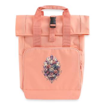 Crystal Blossoms Floral Mosaic - Roll Top Backpack with Two Handles - chintz rose - Front