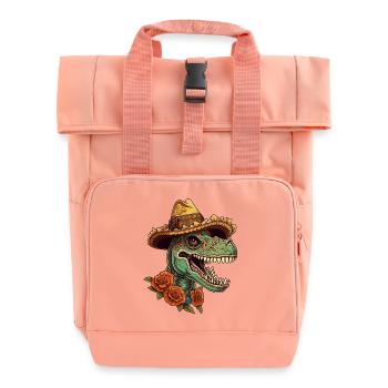 Mexican Sugar Skull Sombrero Trex - Roll Top Backpack with Two Handles - chintz rose - Front