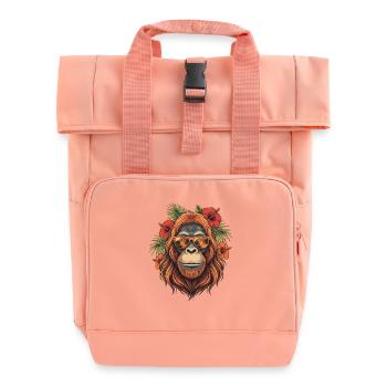Tropischer Orangutan mit Sonnenbrille - Rolltop Rucksack mit zwei Griffen - Chintzrosa - Vorne