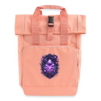 Amethyst crystal in the rosary - Roll Top Backpack with Two Handles - chintz rose - Front