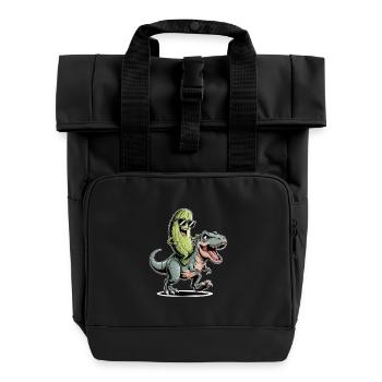 Saure Gurke reitet auf Dinosaurier - Rolltop Rucksack mit zwei Griffen - Schwarz - Vorne