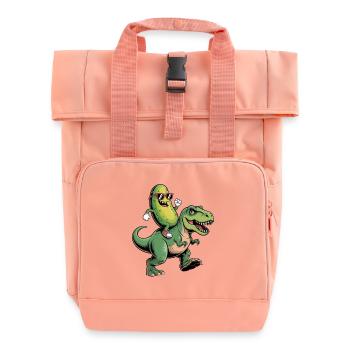 Saure Gurke reitet auf Dinosaurier - Rolltop Rucksack mit zwei Griffen - Chintzrosa - Vorne