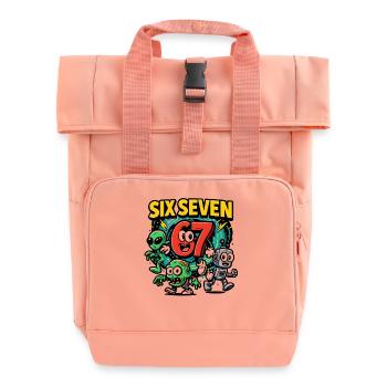 Six Seven 67 Italian Brainrot Nerd Humor Funny - Roll Top Backpack with Two Handles - chintz rose - Front