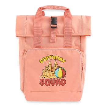 Birthday Squad Beach Summer Cruise Sand Castle - Rolltop Rucksack mit zwei Griffen - Chintzrosa - Vorne
