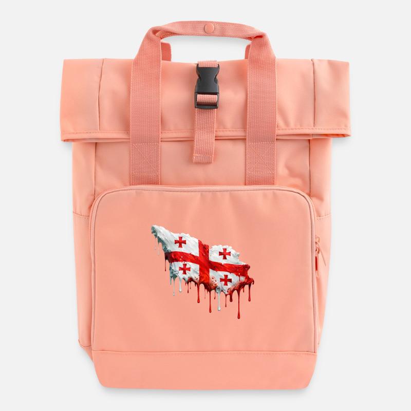 Drapeau géorgien couleur colorée - Sac à dos Roll Top à deux anses - rose liberty