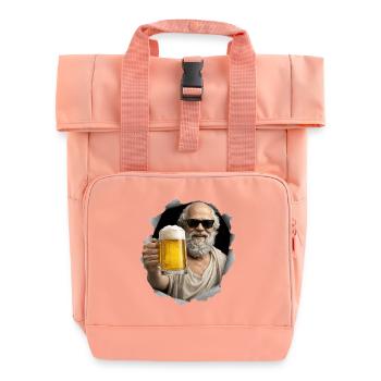 Socrates mit Bier und Sonnenbrille - Rolltop Rucksack mit zwei Griffen - Chintzrosa - Vorne