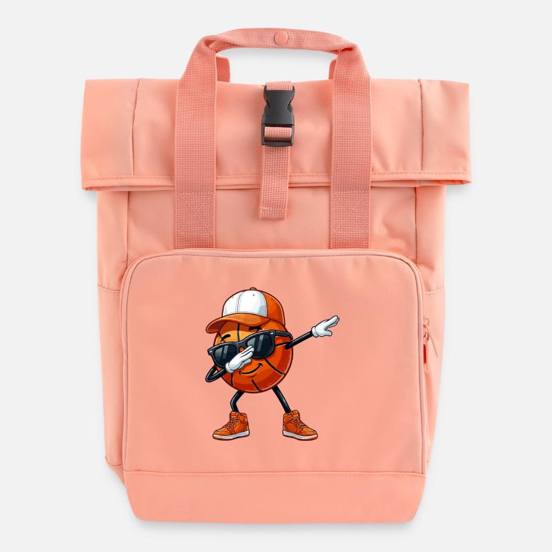 Joueurs de basket-ball, appuie sur les graphiques de basket - Sac à dos Roll Top à deux anses - rose liberty