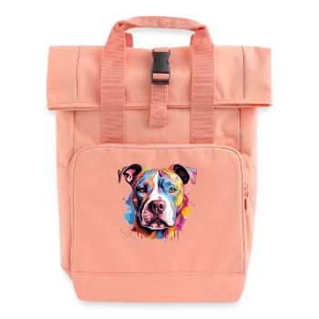 Colorful Dog Splash Art Pitbull - Roll Top Backpack with Two Handles - chintz rose - Front