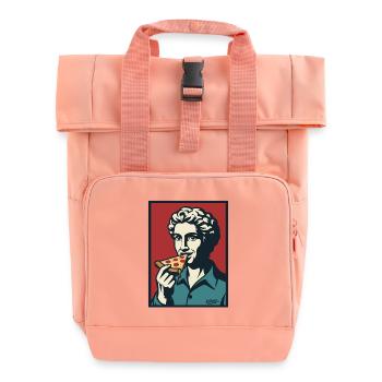 Retro Pizza Porträt Pop Art - Rolltop Rucksack mit zwei Griffen - Chintzrosa - Vorne