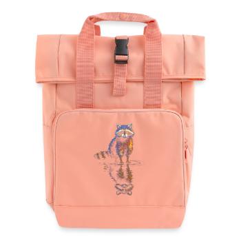 Wasserreflexion Waschbär – Farbenspiel - Rolltop Rucksack mit zwei Griffen - Chintzrosa - Vorne