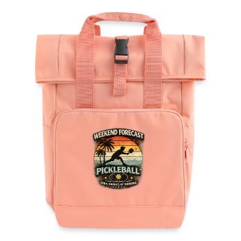 Weekend Forecast Pickleball funny saying - Roll Top Backpack with Two Handles - chintz rose - Front