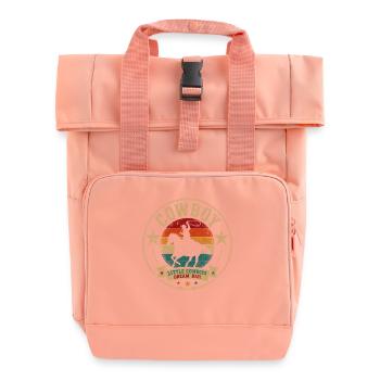 Vintage Cowboy Child Motif Horse - Roll Top Backpack with Two Handles - chintz rose - Front