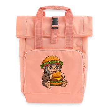 Mignon Sasquatch Bigfoot Cartoon Burger de restauration rapide - Sac à dos Roll Top à deux anses - rose liberty - Devant