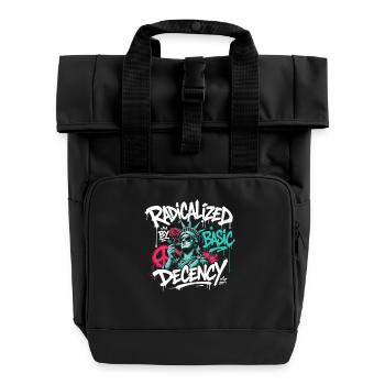 Radicalized Basic Decency Graffiti - Roll Top Backpack with Two Handles - black - Front