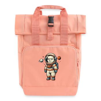 Alpaka Astronaut im Weltraum Space Abenteuer - Rolltop Rucksack mit zwei Griffen - Chintzrosa - Vorne