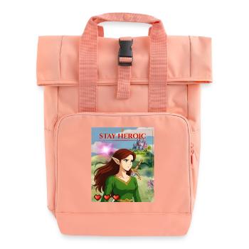 Stay Heroic - Roll Top Backpack with Two Handles - chintz rose - Front