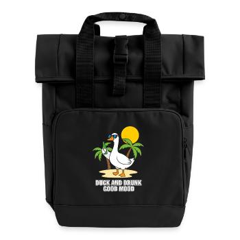 Duck and Drink Good Mood - Roll Top Backpack with Two Handles - black - Front