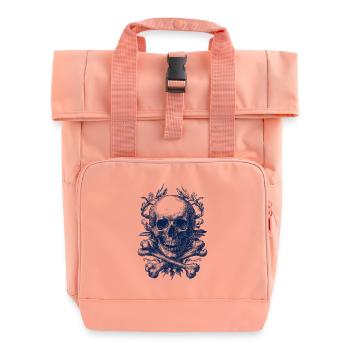 Floraler Totenschädel – Dunkle Schönheit - Rolltop Rucksack mit zwei Griffen - Chintzrosa - Vorne