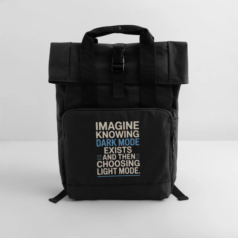 Dark Mode Exists Programmierer IT Nerd Coder Büro Rolltop Rucksack mit zwei Griffen