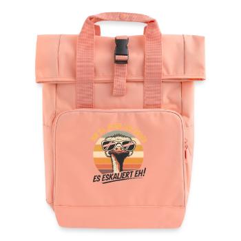 Es Eskaliert Eh Strauß Vogel Party Humor Spruch - Rolltop Rucksack mit zwei Griffen - Chintzrosa - Vorne