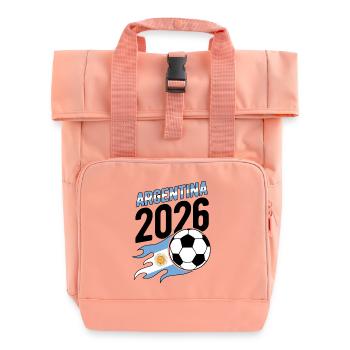 Argentina 2026 Fußball Flamme mit Flagge - Rolltop Rucksack mit zwei Griffen - Chintzrosa - Vorne