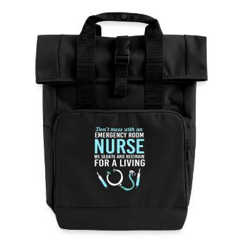 Emergency Nurse Ambulance - Roll Top Backpack with Two Handles - black - Front
