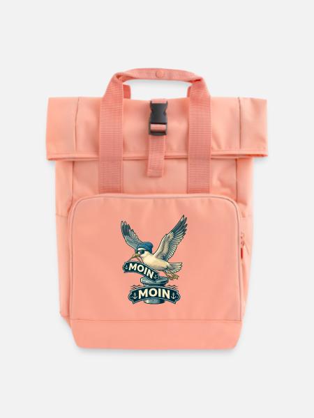 Coole Möwe Moin Moin Norddeutschland - Rolltop Rucksack mit zwei Griffen - Chintzrosa