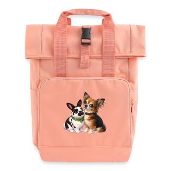 Zwergkanichen Paulinchen und Chihuahua Dexter - Rolltop Rucksack mit zwei Griffen - Chintzrosa - Vorne