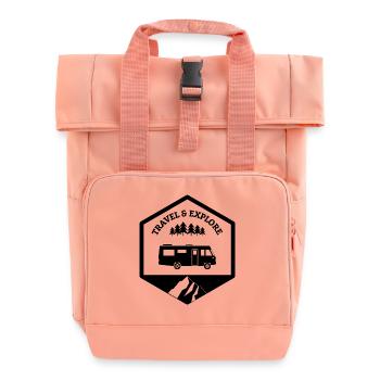 Intégral Travel and explore black - Roll Top Backpack with Two Handles - chintz rose - Front