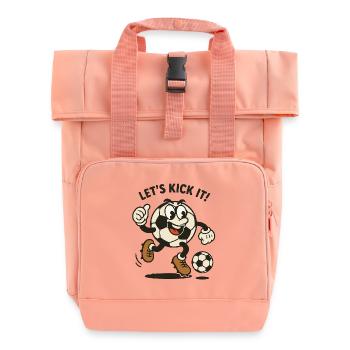 Fröhlicher Fußball-Charakter - Rolltop Rucksack mit zwei Griffen - Chintzrosa - Vorne