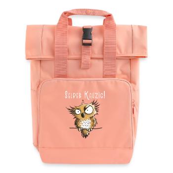 Selber Kauzig Eule Funmotiv Mit Spruch - Rolltop Rucksack mit zwei Griffen - Chintzrosa - Vorne