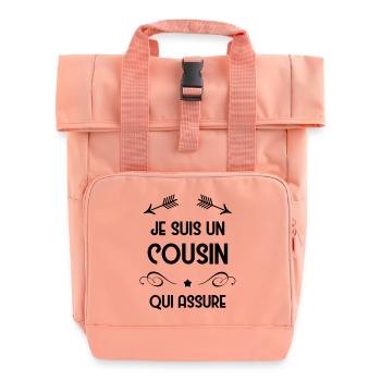 Cousin - Cousine - Famille - Naissance - Bébé - Roll Top Backpack with Two Handles - chintz rose - Front