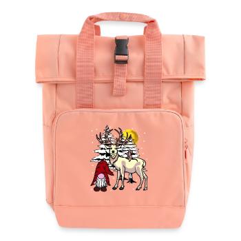St. Nicholas Forest Xmas Christmas Fantasy Christmas - Roll Top Backpack with Two Handles - chintz rose - Front