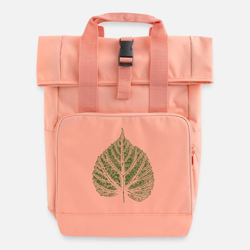 Blatt Linde / Lindenblatt - Rolltop Rucksack mit zwei Griffen - Chintzrosa