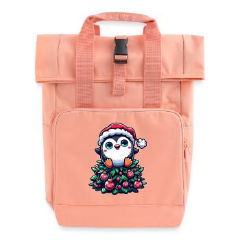 Lustiger Pinguin Weihnachtsbaum Skurril - Rolltop Rucksack mit zwei Griffen - Chintzrosa - Vorne