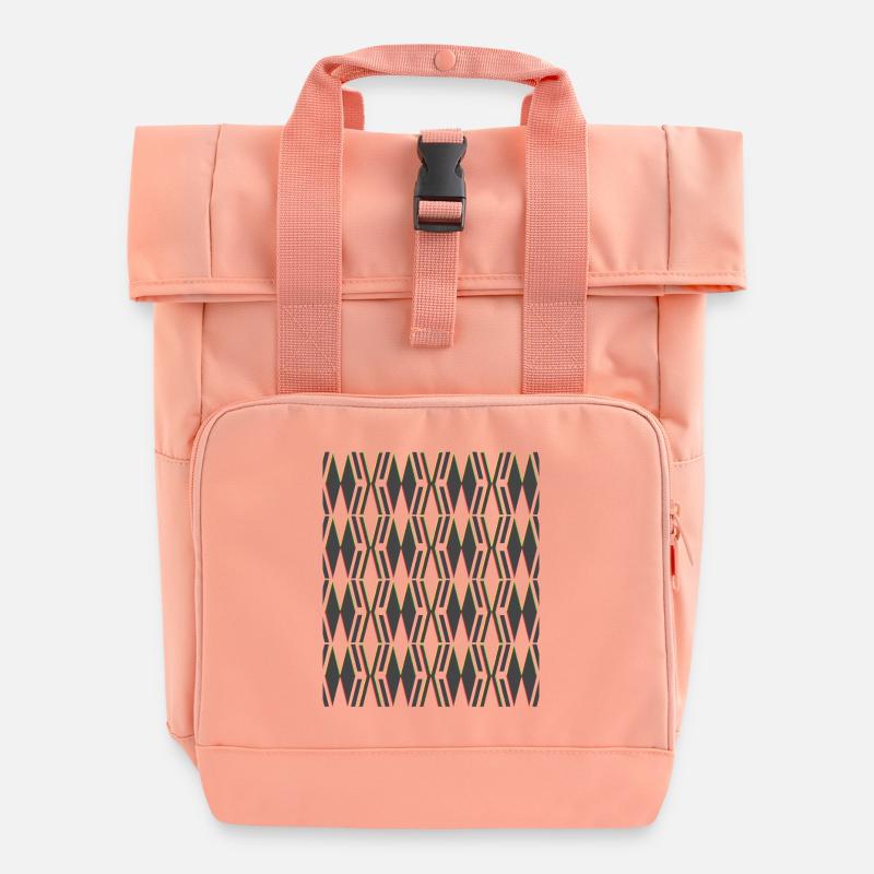 criss cross design - Roll Top Backpack with Two Handles - chintz rose