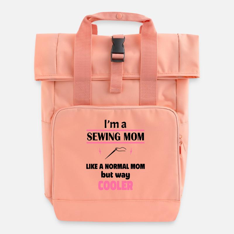 ch bin eine Näh-Mama - Rolltop Rucksack mit zwei Griffen - Chintzrosa