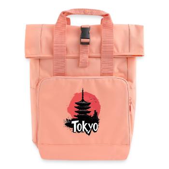 Tokio Japan Pagode Stadt Skyline Sonne Berg - Rolltop Rucksack mit zwei Griffen - Chintzrosa - Vorne
