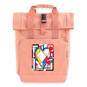 Heart for art lovers - Roll Top Backpack with Two Handles - chintz rose - Front