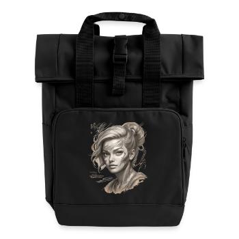Elegant illustration with modern touches - Roll Top Backpack with Two Handles - black - Front