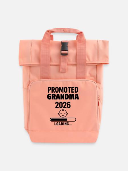 Schwangerschaftsverkuendung Bald Oma 2026 - Rolltop Rucksack mit zwei Griffen - Chintzrosa