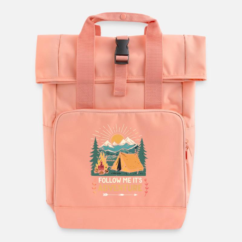 Mountain Adventure Tent Sun Nature - Roll Top Backpack with Two Handles - chintz rose