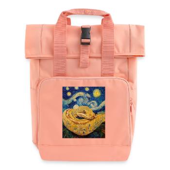 Snake Python Van Gogh Style Starry Night - Roll Top Backpack with Two Handles - chintz rose - Front